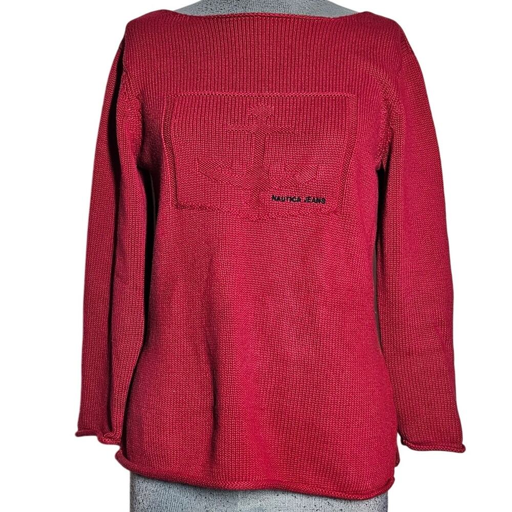 Nautica Red Cotton Blend Sweater Size Medium